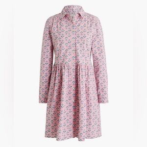 J.Crew Printed Pink collared mini shirt-dress Preppy